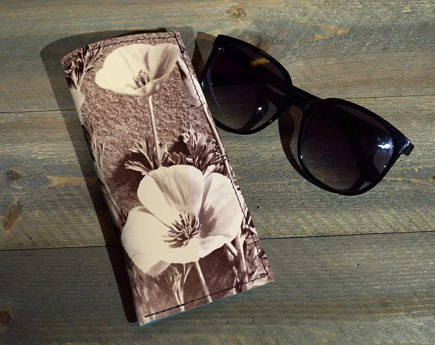 backerton Leather Eyeglass Case Duo Flowers
