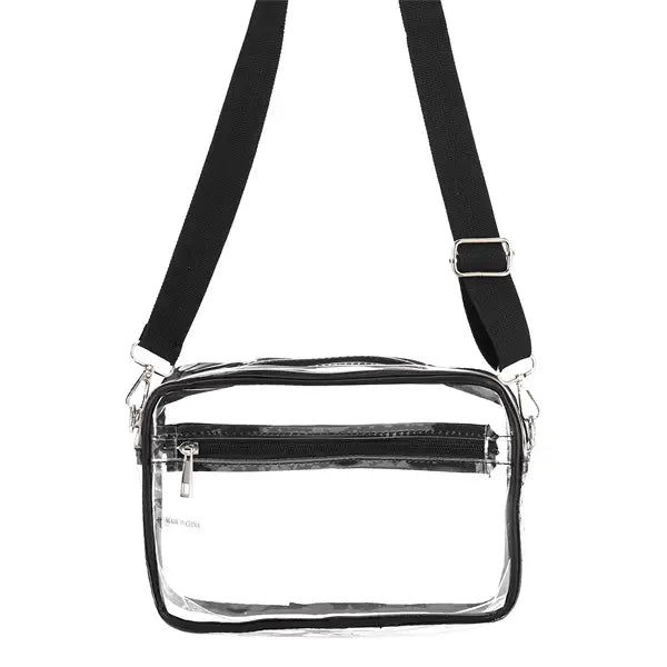 Nima Accessories Clear Stadium Crossbody- 10 x 3 x 7 Black