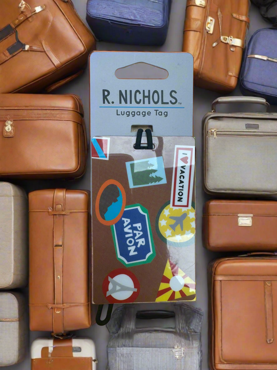 R. NICHOLS Placard Luggage Tag Suitcase with Stickers
