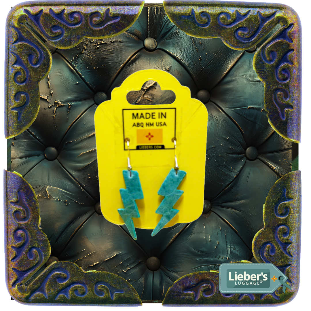 Lieber's Luggage® Lab- Earrings Handcrafted in ABQ NM Bolt- Turquoise