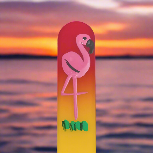 Czech Crystal Nail File- Size Medium- Hand Painted Collection Flamingo Magenta