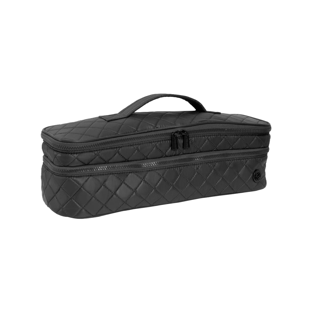 Joan & David Diamond Quilted Hair Tool Zippered Travel Carrying Case Black