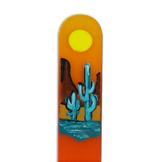 Czech Crystal Nail File - Size Small- Hand Painted Collection Desert Oasis (Gold Orange)