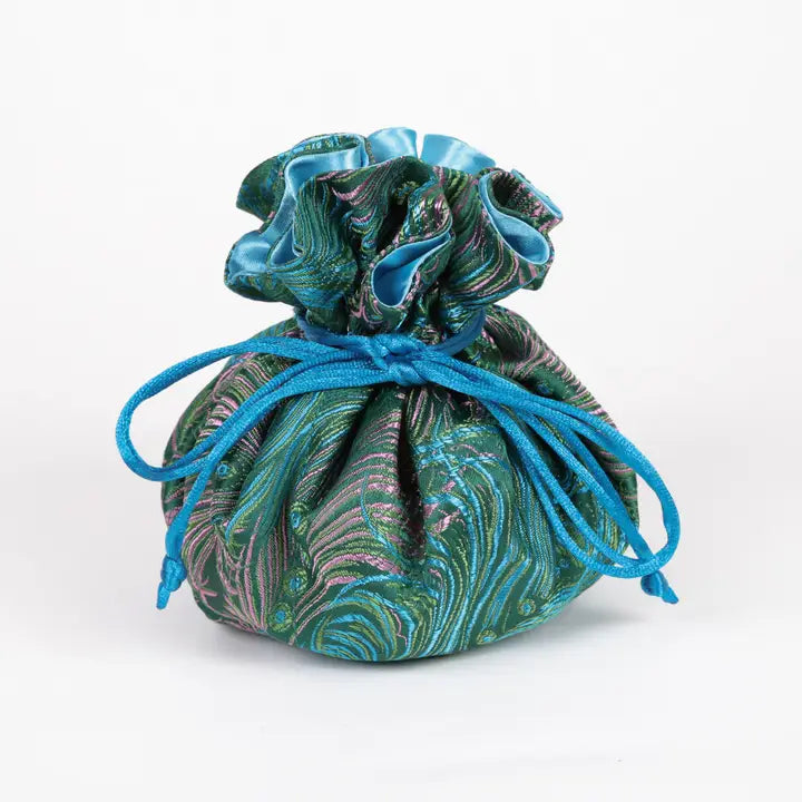 Cathayana Jewelry Pouch Peacock- Green Pink