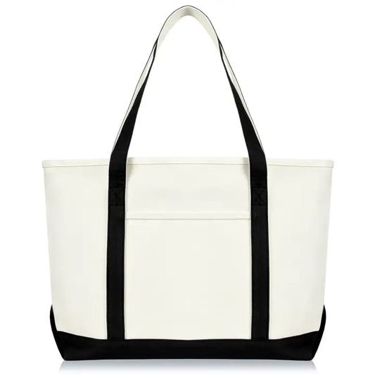 Dalix 23" Premium 24 oz. Cotton Canvas Shopping Tote Bag Black
