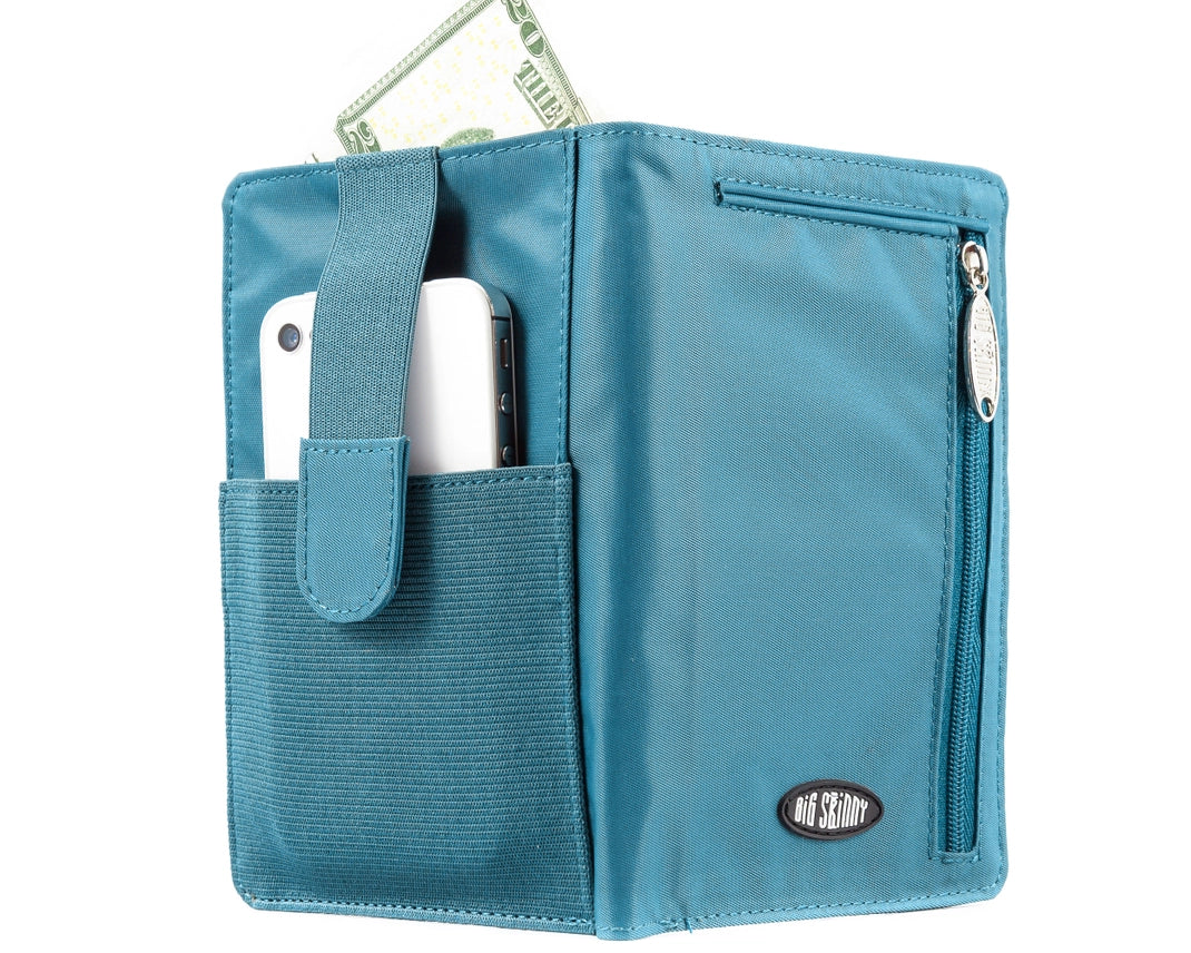 Big Skinny Rfid Blocking Plus Sized Myphone Bifold Wallet Ocean Blue