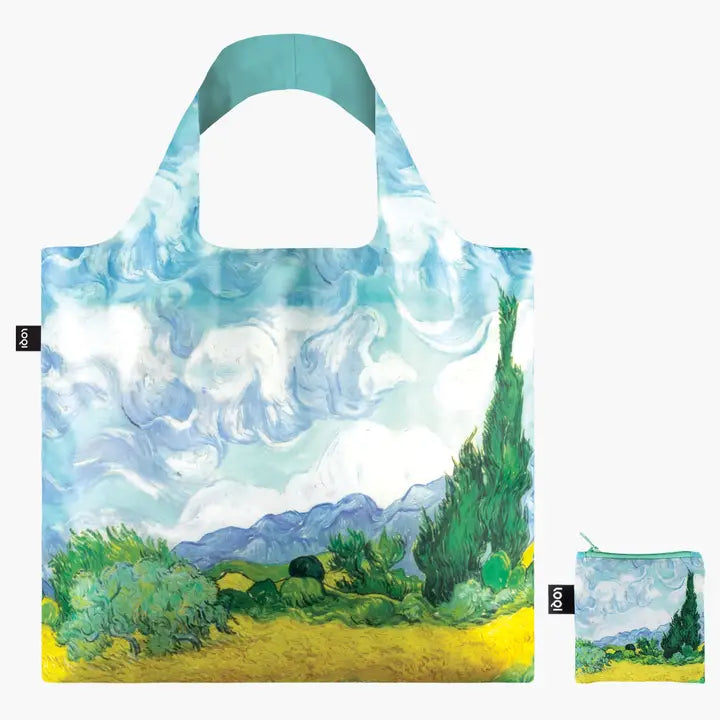 LOQI Packable Shopping Tote Vincent Van Gogh A Wheat Field with Cypresses