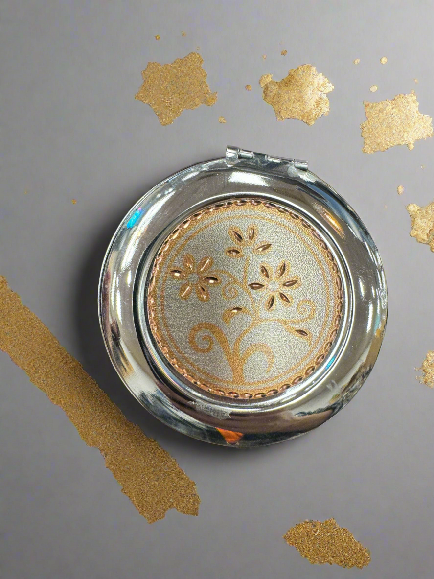 COPPERART Compact Mirror Floral White