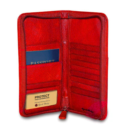 Osgoode Marley Leather RFID Zipper Travel Organizer- 1202 Garnet