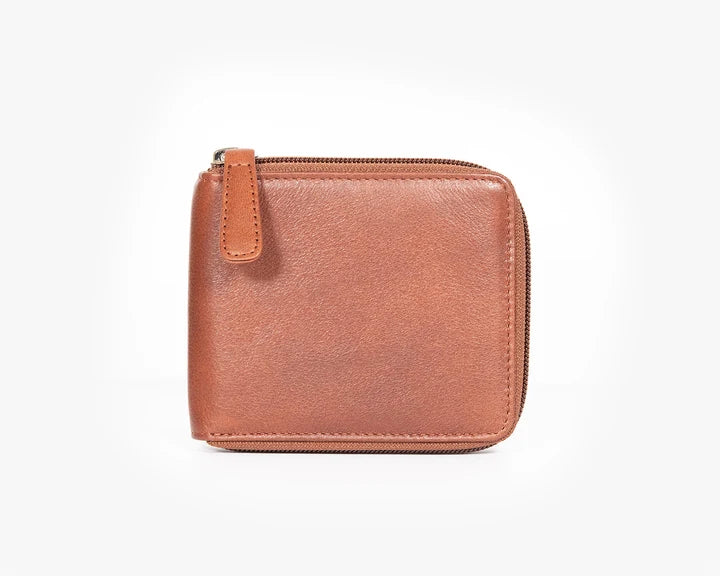 Osgoode Marley RFID Passcase Leather Bifold/Trifold Zippered Wallet- 1225 Brandy