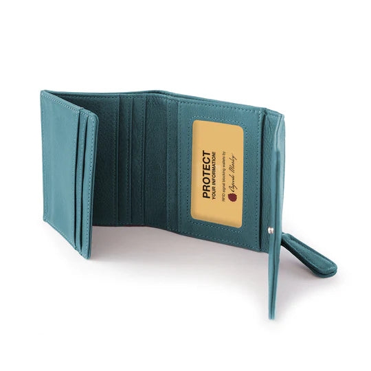 Osgoode Marley Leather RFID Zippered Mini Wallet- 1254 Teal