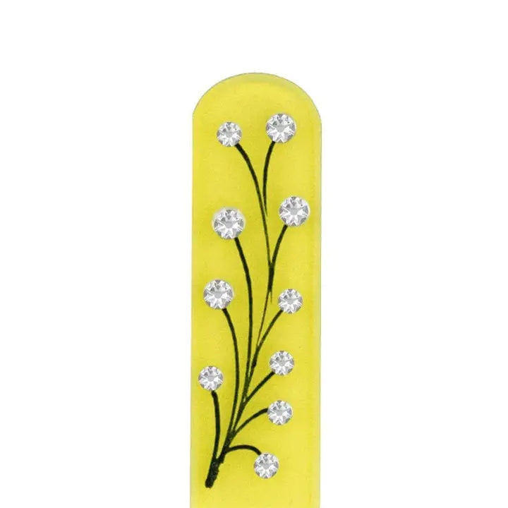 Czech Swarovski Crystal Nail File - Size Medium- Pen Drawing Collection Pen Drawing -Yellow with Swarovski Crystals