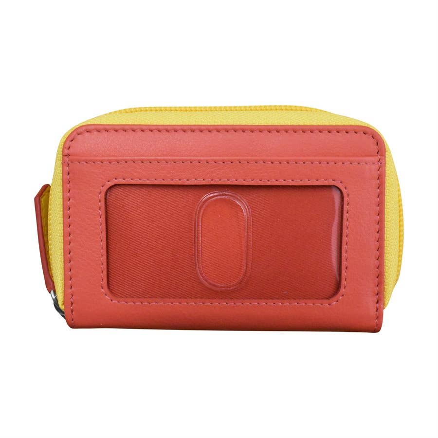 ILI New York 6269 Two Tone Zip Around Wallet/Pouch- 6269 Coral Sunshine