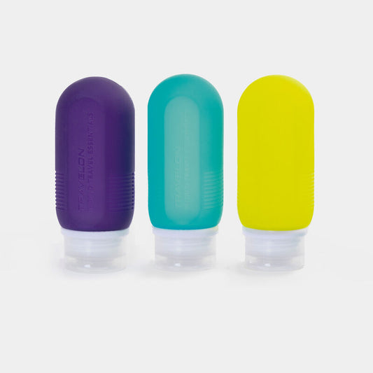 Travelon World Travel Essentials Set of 3 Leakproof (3 oz.) 3-1-1 Travel Bottle Tubes Multicolor