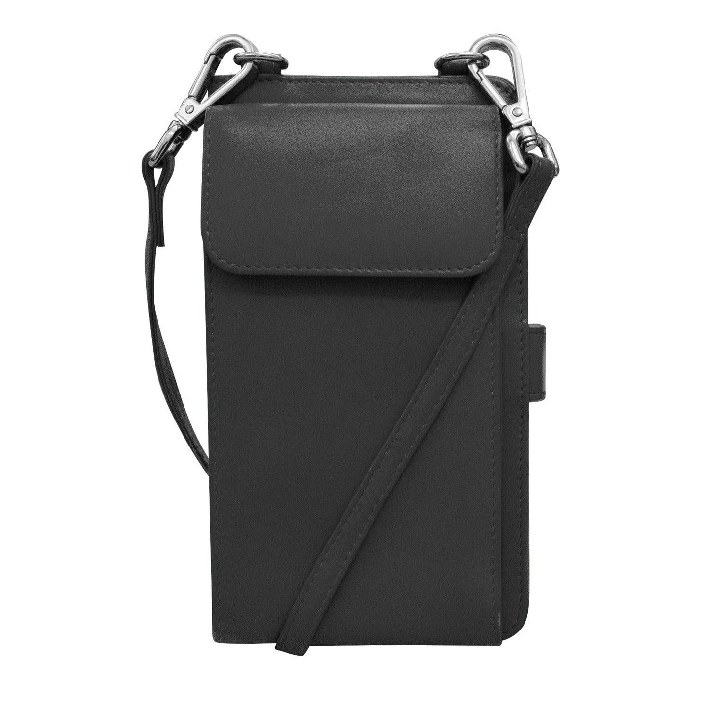 ili New York - RFID blocking leather Phone Wallet Crossbody- 6363 Black