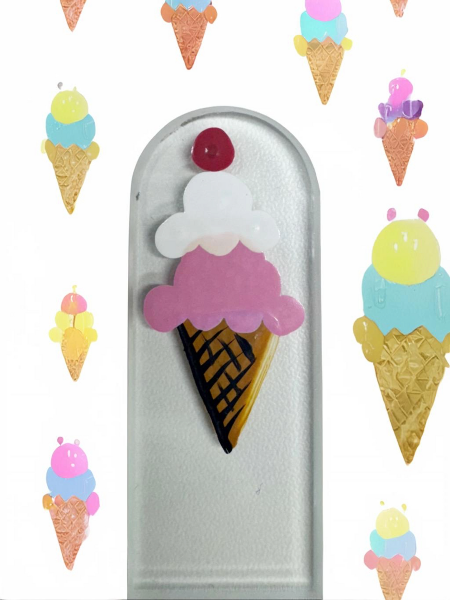 Czech Crystal Nail File - Size Large- Hand Painted Collection Ice Cream