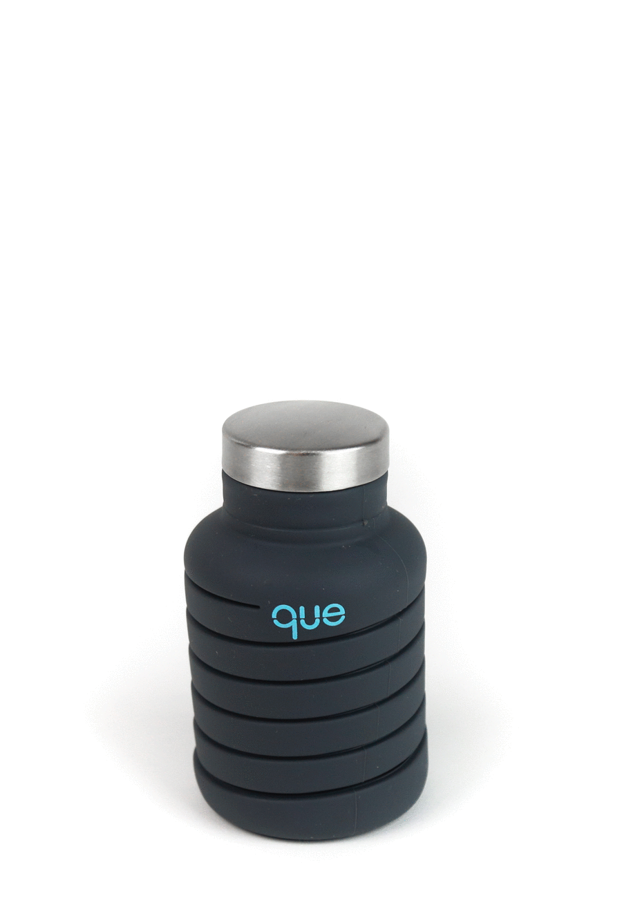 Que Bottle- 20 oz Collapsible Water Bottle Metallic Charcoal
