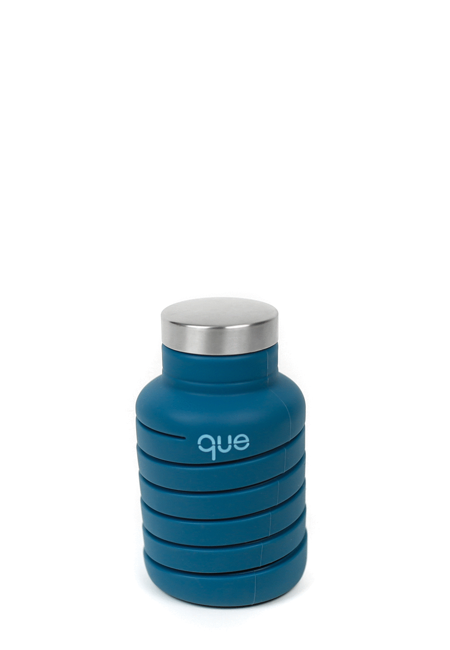 Que Bottle- 20 oz Collapsible Water Bottle Steel Blue