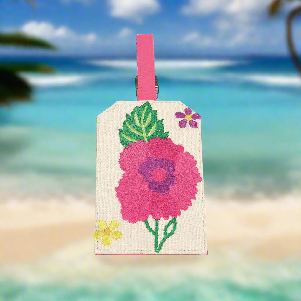 Tropics Luggage Tag Pink