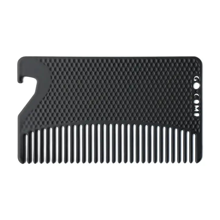 Bottle Opener Go-Comb | Metal Wallet Sized Comb Matte Black