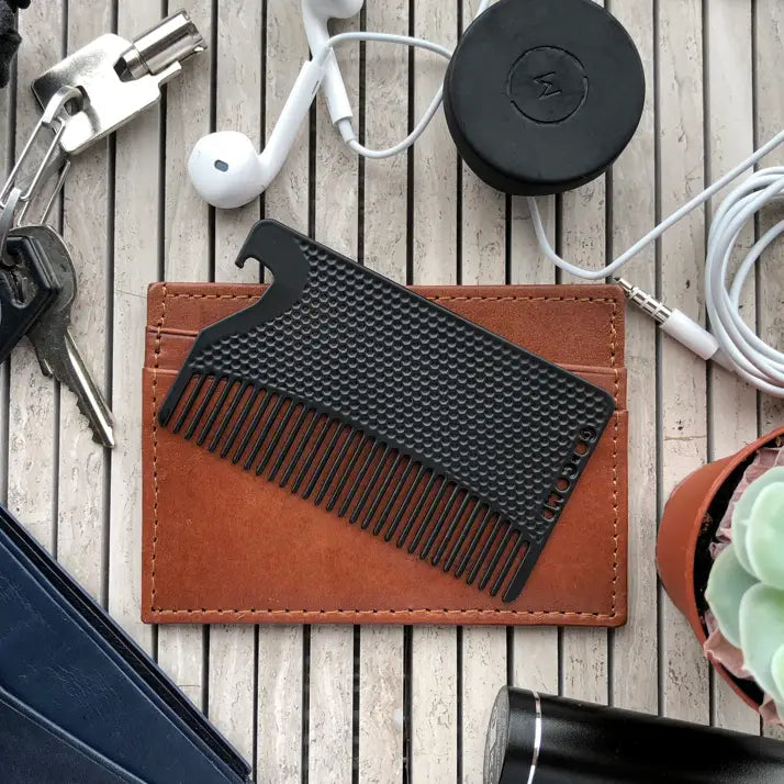 Bottle Opener Go-Comb | Metal Wallet Sized Comb