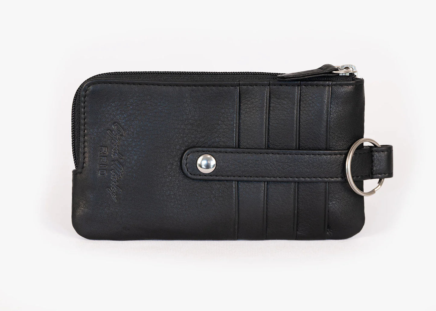 Osgoode Marley Leather RFID Card Holder w/ Zip Pocket Black