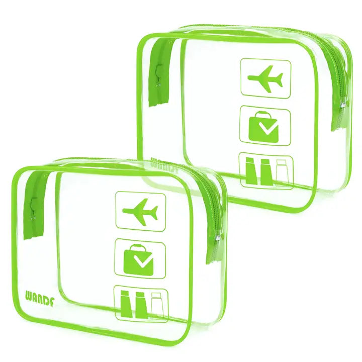 WANDF TSA Approved Clear 3-1-1 Toiletry/Cosmetic Bag- 1 Bag Green