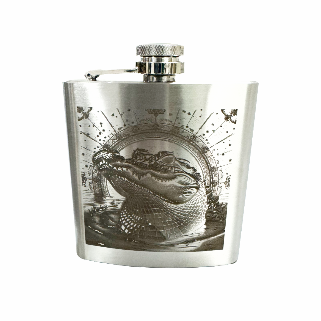 Luggage Lab Stainless Steel Hip Flasks- 6 oz. Alligator