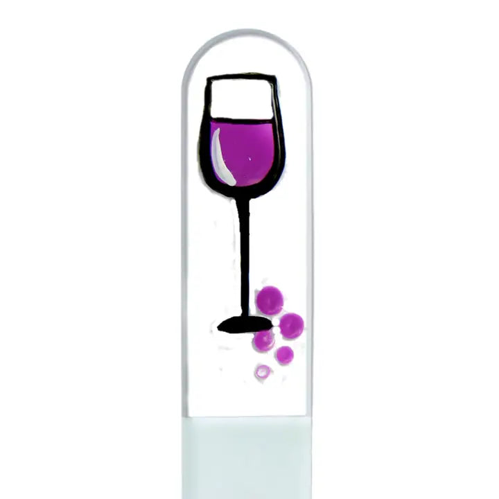 Czech Crystal Nail File - Size Small- Hand Painted Collection Wine Glass Spirits Grapes