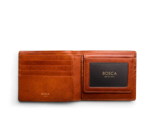 BOSCA OLD LEATHER RFID Euro Credit Wallet w/I.D. Passcase Amber