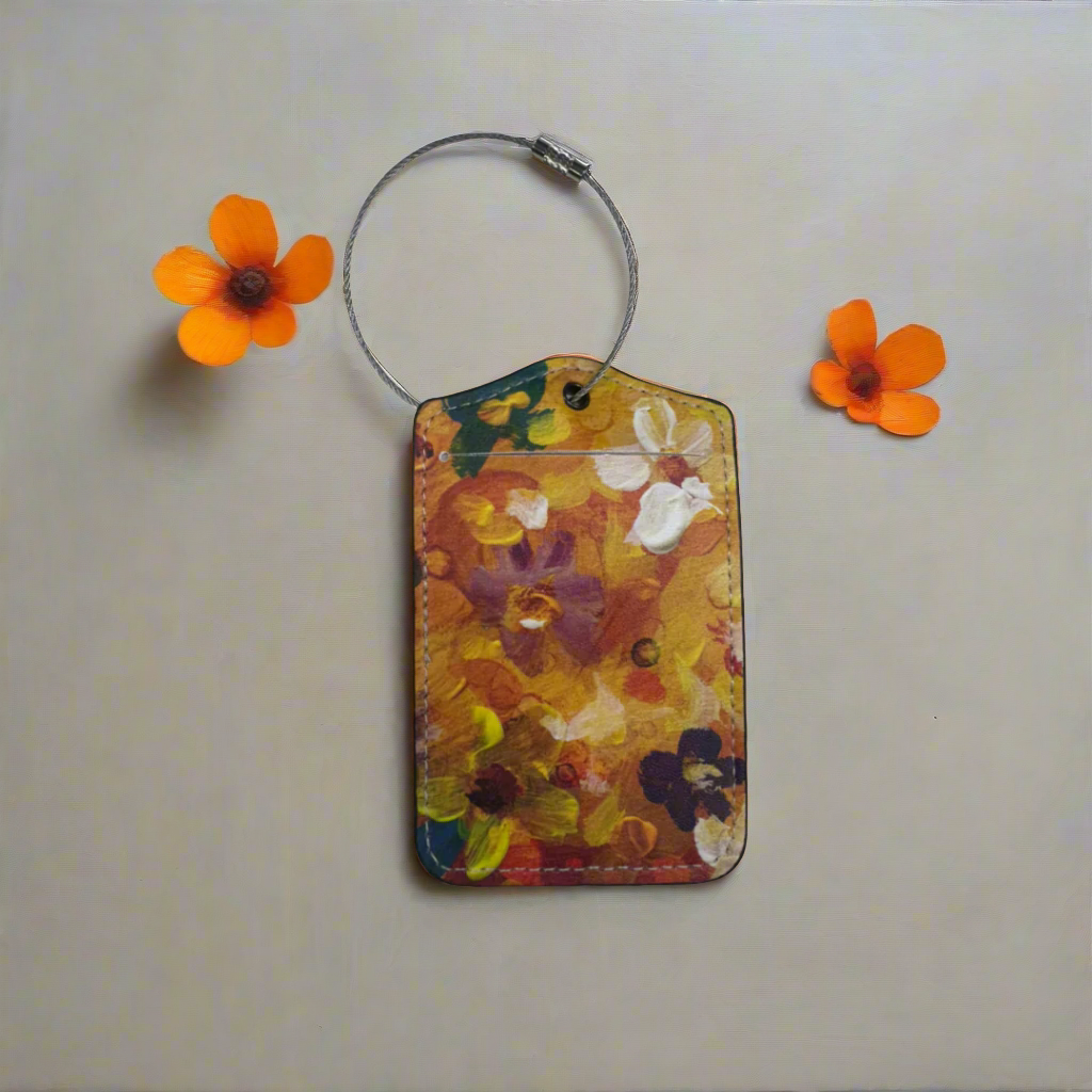 Luggage Tag- Floral Collection Orange Posies
