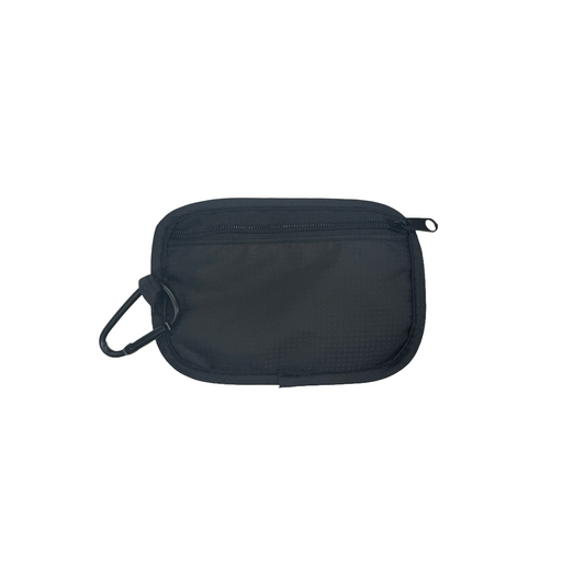RFID Zippered Pouch With Carabiner Clip Black