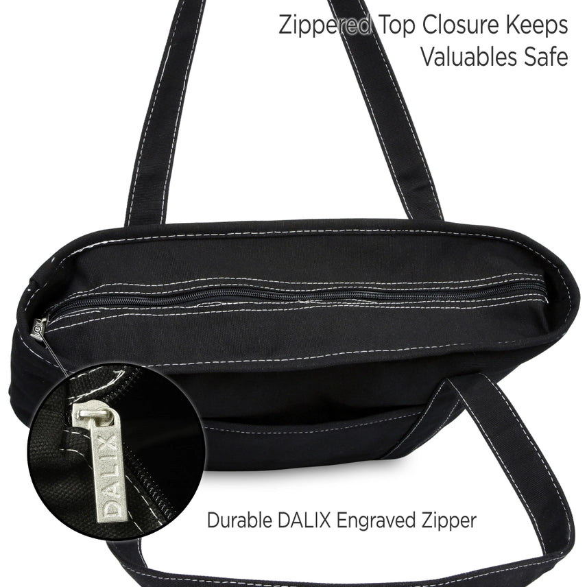 Dalix 20" Solid Color Cotton Canvas Shopping Tote Bag