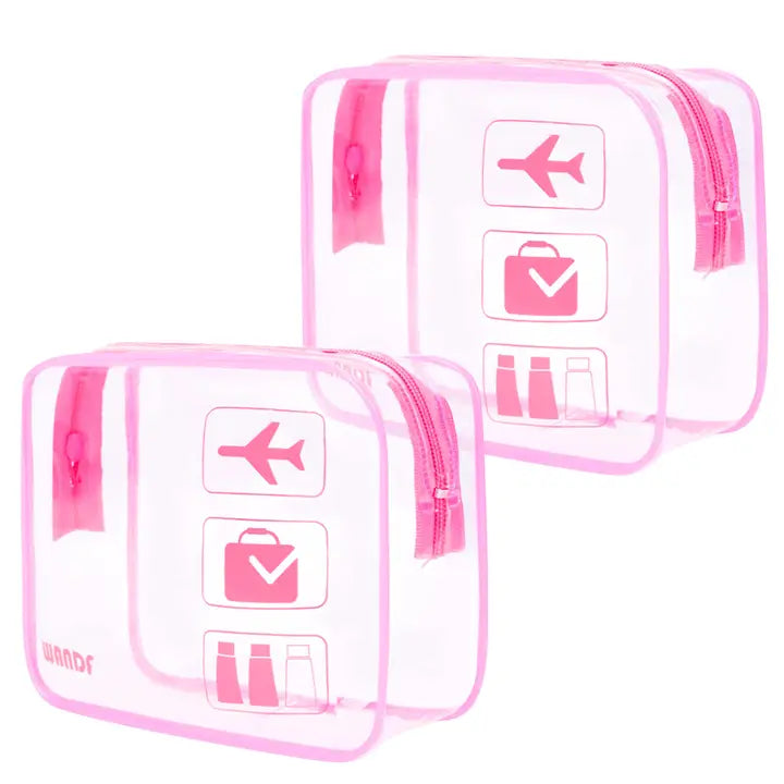WANDF TSA Approved Clear 3-1-1 Toiletry/Cosmetic Bag- 1 Bag Pink