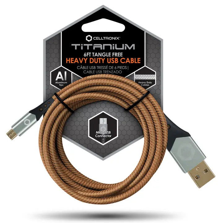 Celltronix Mcx Titanium 6' Fast Charging Micro Usb Cable Brown