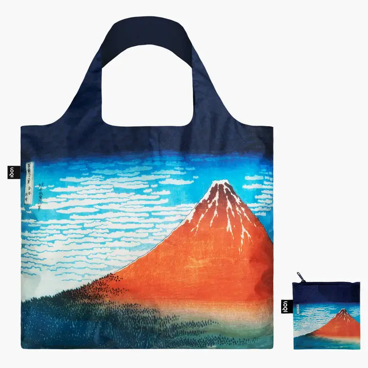LOQI Packable Shopping Tote Katsushika Hokusai Red Fuji