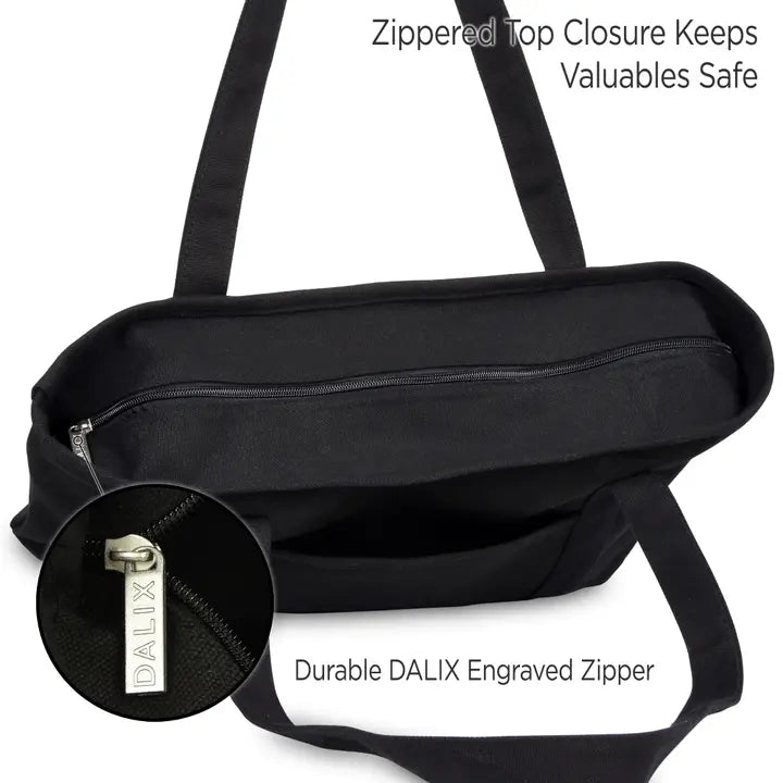Dalix 20" Solid Color Cotton Canvas Shopping Tote Bag
