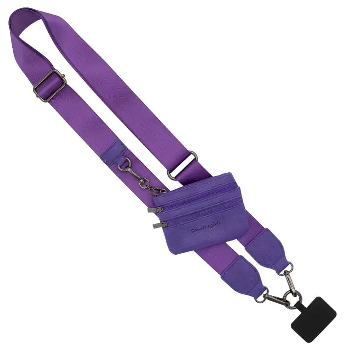 Save The Girls Clip & Go SmartPhone Crossbody Lanyard Strap With Zippered Pouch Purple