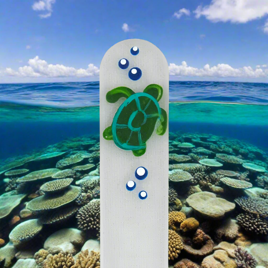 Czech Crystal Nail File - Size Small- Hand Painted Collection Sea Turtle