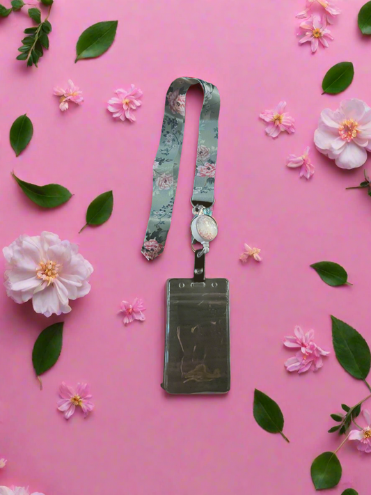 Cruise Ship Keycard Retractable Lanyard- Roses