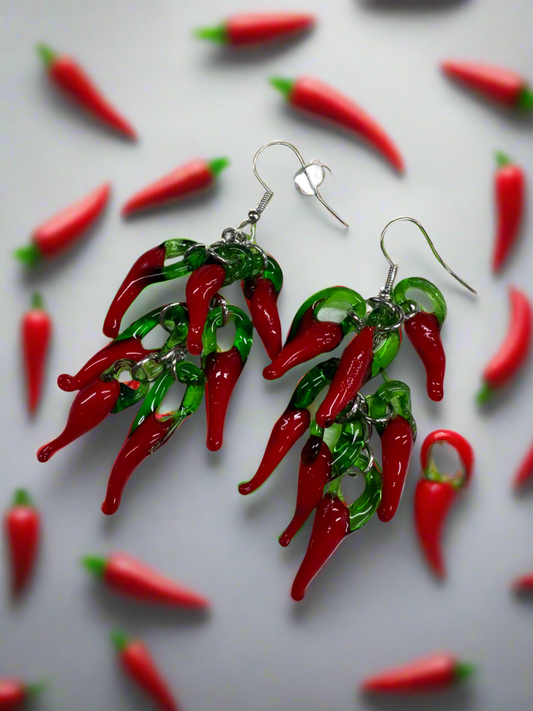 For The Love Of Red Chile Glass Earrings Red Chile