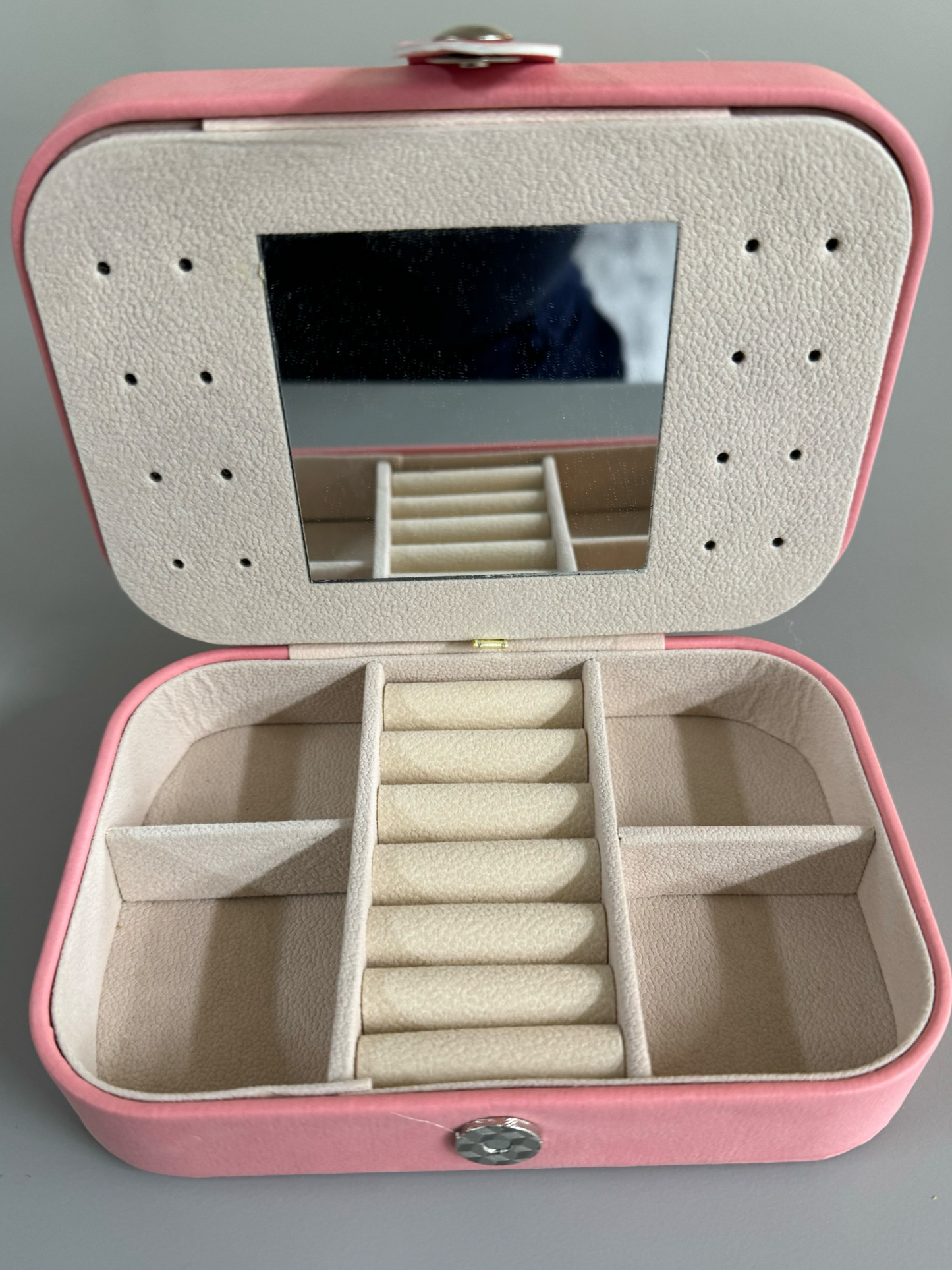 Faux Suede Jewelry Box with Mirror