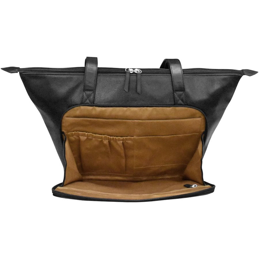 ili New York Leather Large Travel Tote with Trolley Sleeve- 6120