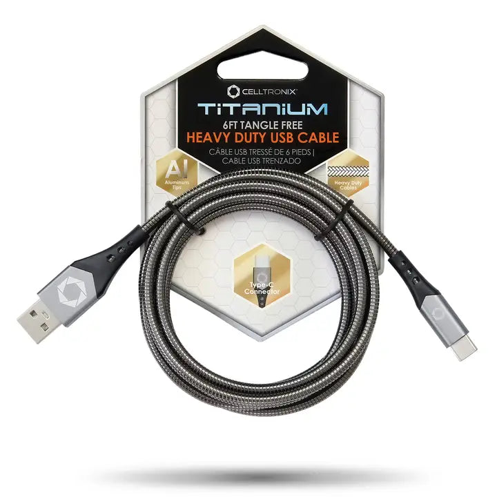 Celltronix Titanium 6' Fast Charging Usb To Type-C Cable Gun Metal