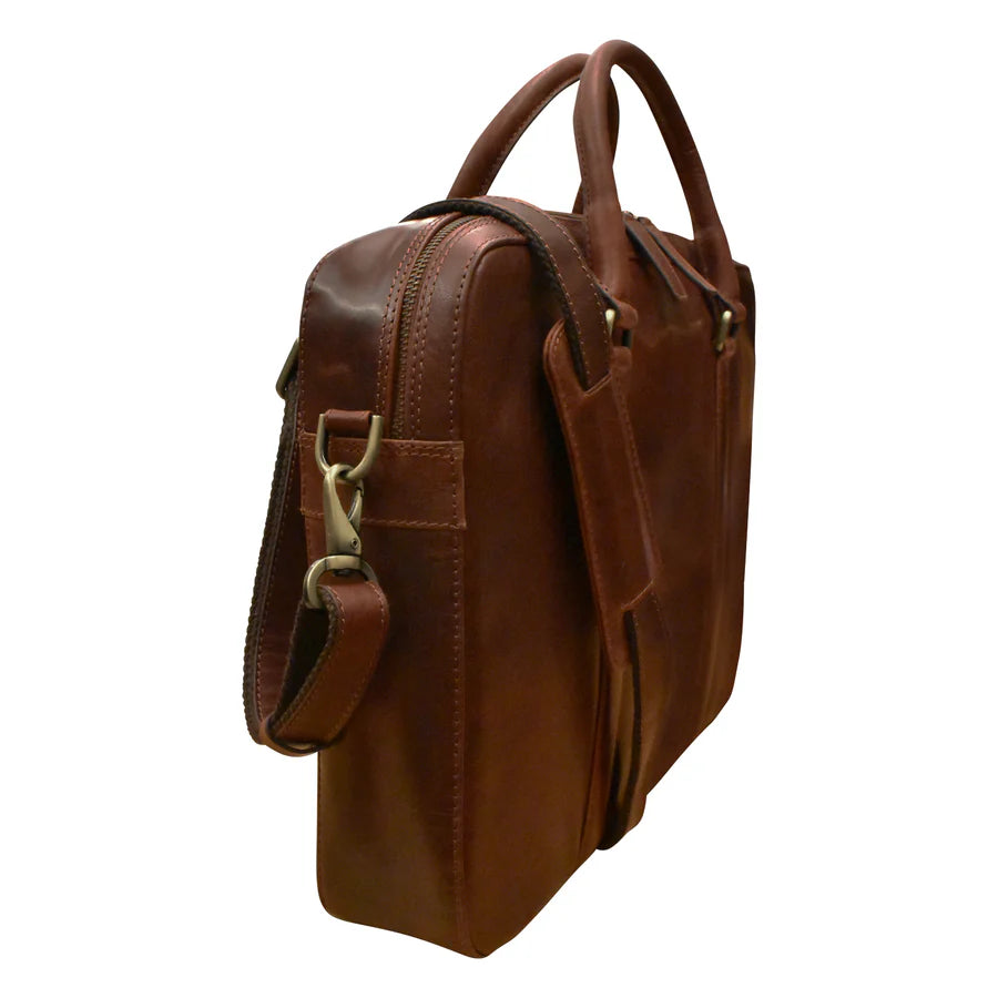 ili New York Leather RFID Briefcase with trolley passthrough- 2913