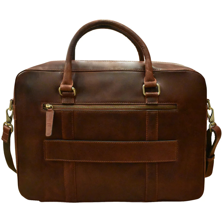 ili New York Leather RFID Briefcase with trolley passthrough- 2913