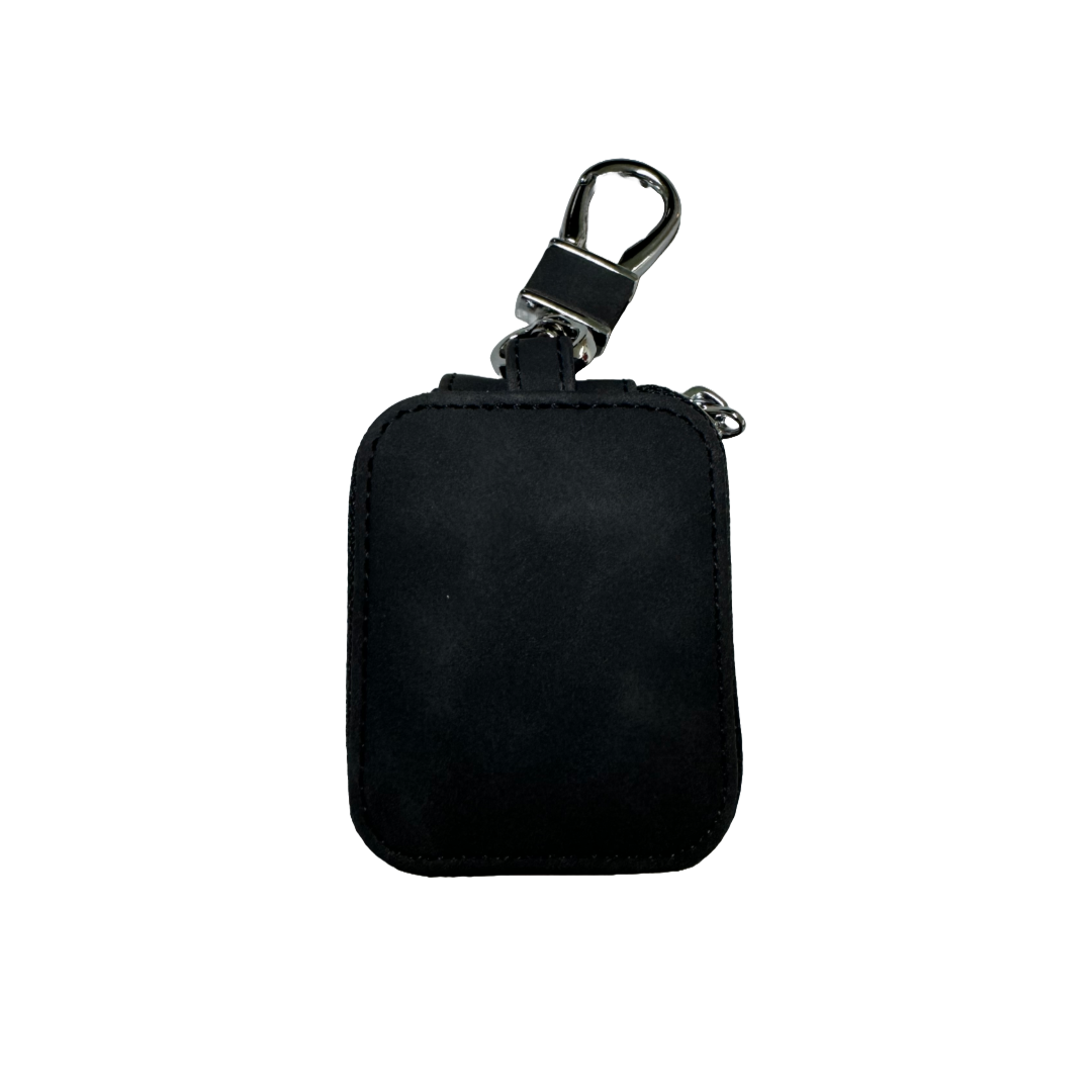 Faux Leather Zippered Keychain Pouch Black