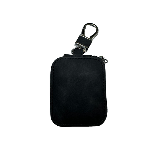 Faux Leather Zippered Keychain Pouch Black