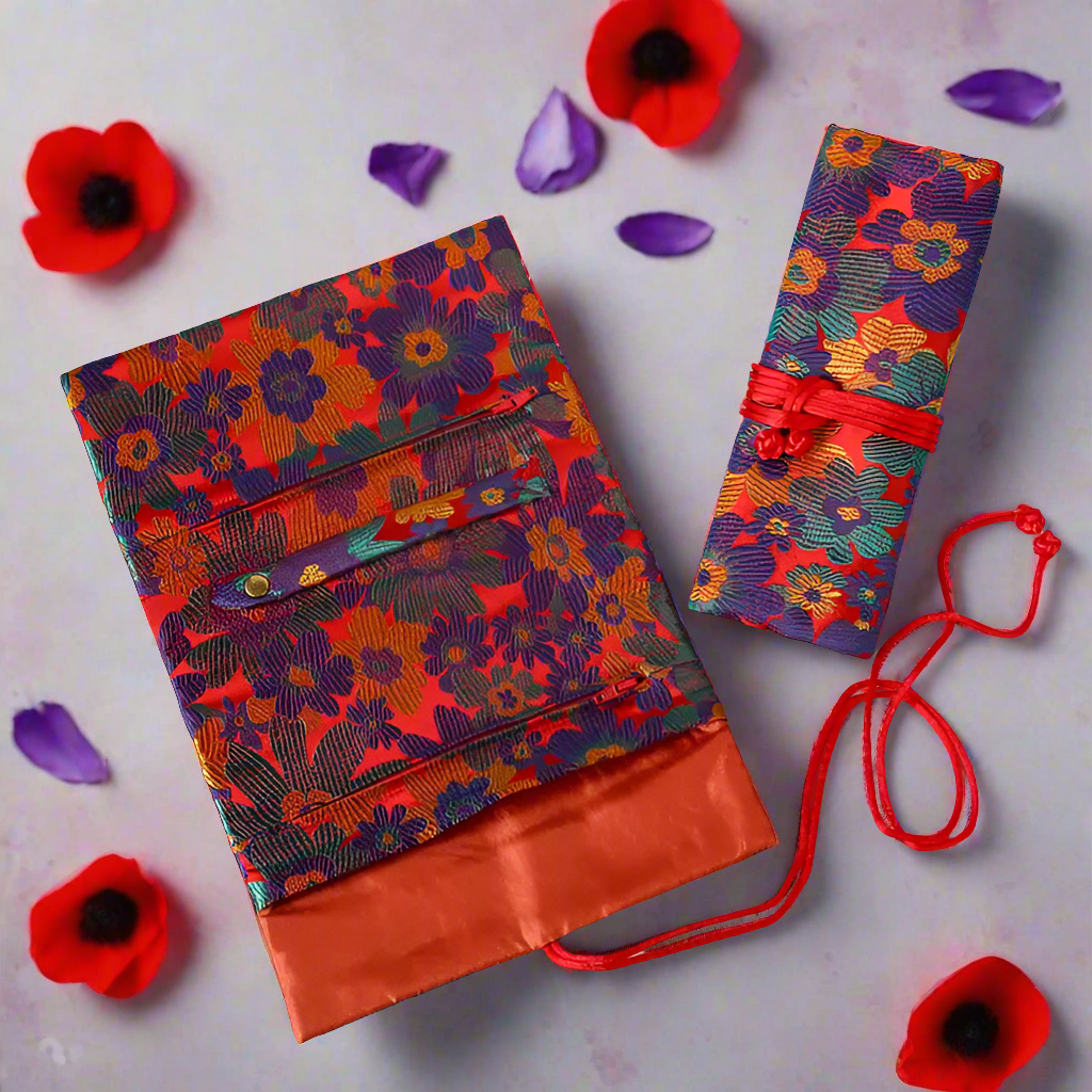 Cathayana Jewelry Rolls Bamboo Leaves- Gold Orange Red