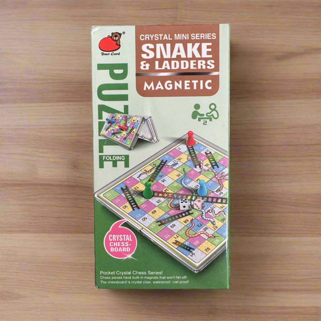 KOKOSUN Mini Snakes & Ladders Magnetic Folding Travel Board Game Snake & Ladders